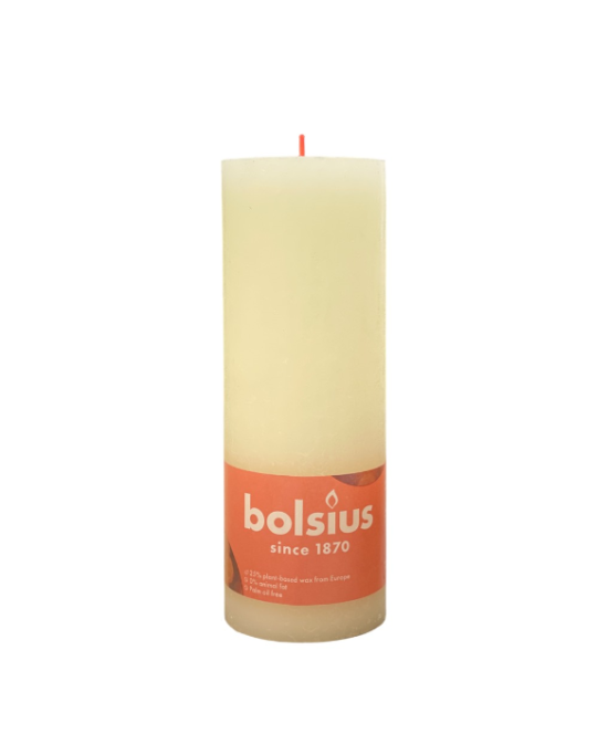 Ρουστίκ Κερί 190/68mm Bolsius -Cloudy White
