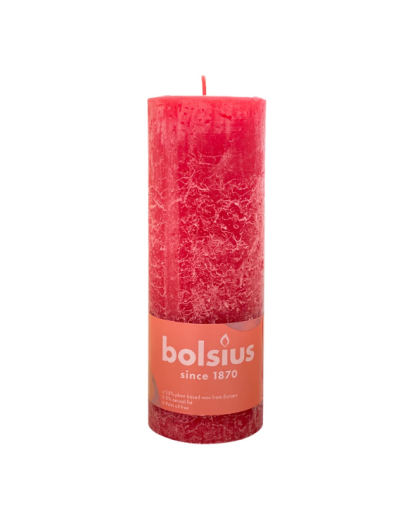 Ρουστίκ Κερί 190/68mm Bolsius -Delicate Red