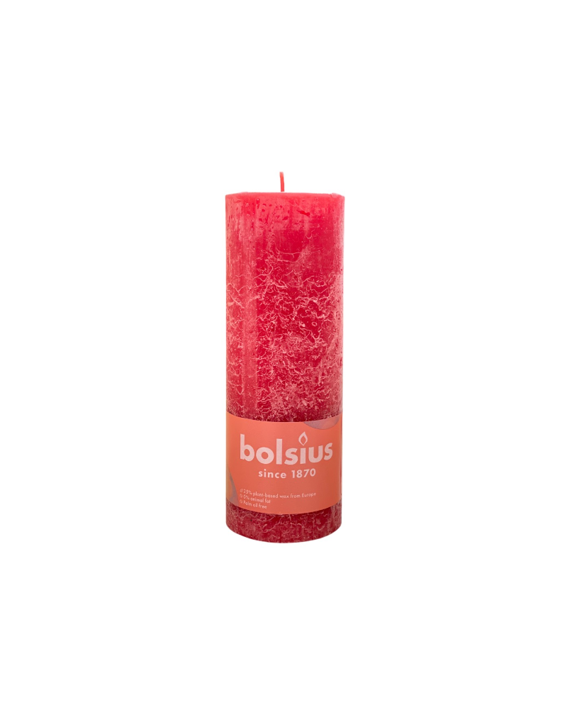 Ρουστίκ Κερί 190/68mm Bolsius -Delicate Red