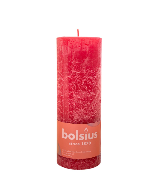 Ρουστίκ Κερί 190/68mm Bolsius -Delicate Red