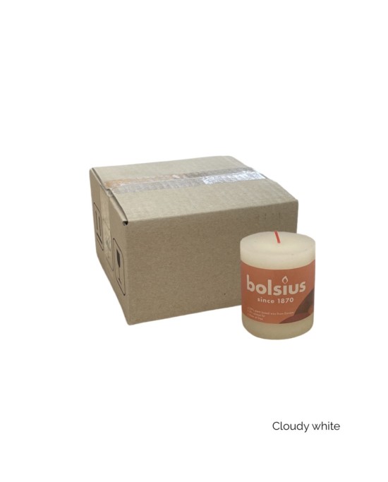Κερί Κορμός Ρουστίκ Bolsius 80/68mm-Λευκό(Κιβώτιο-4τμχ)