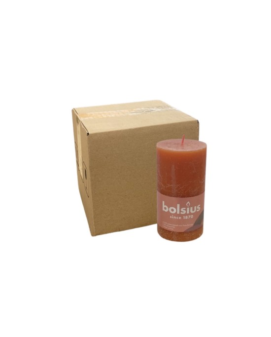Κερί Κορμός Ρουστίκ Bolsius 130/68mm-Πορτοκαλί(Κιβώτιο-4τμχ)