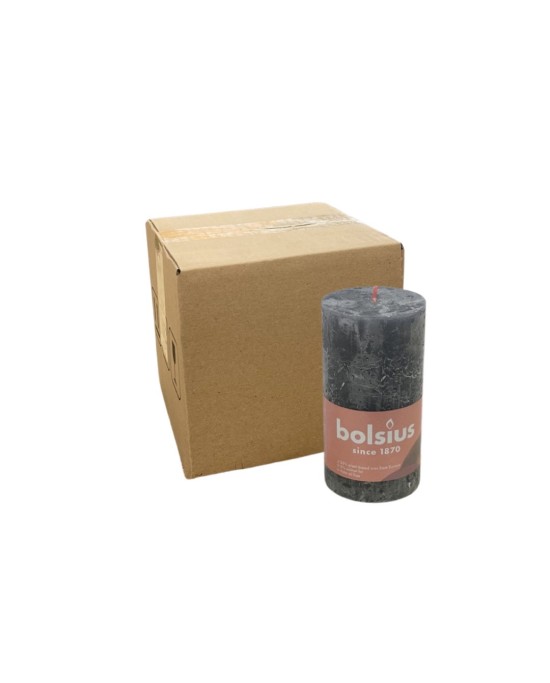 Κερί Κορμός Ρουστίκ Bolsius 130/68mm-Γκρι(Κιβώτιο-4τμχ)
