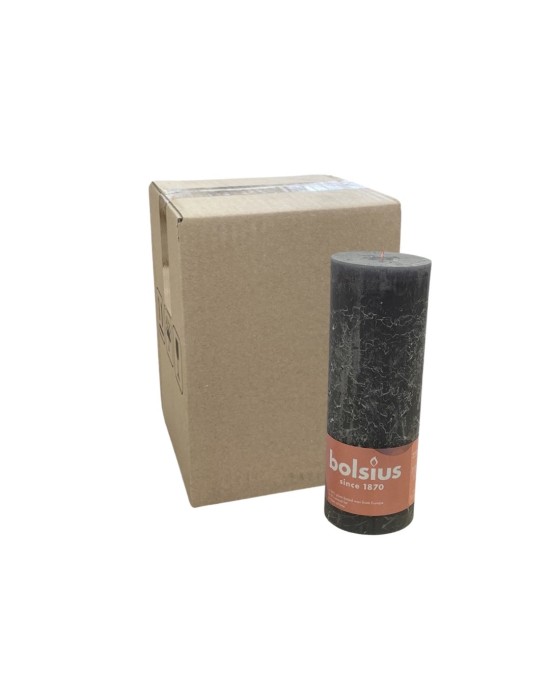 Κερί Κορμός Ρουστίκ Bolsius 190/68mm-Γκρι(Κιβώτιο-4τμχ)