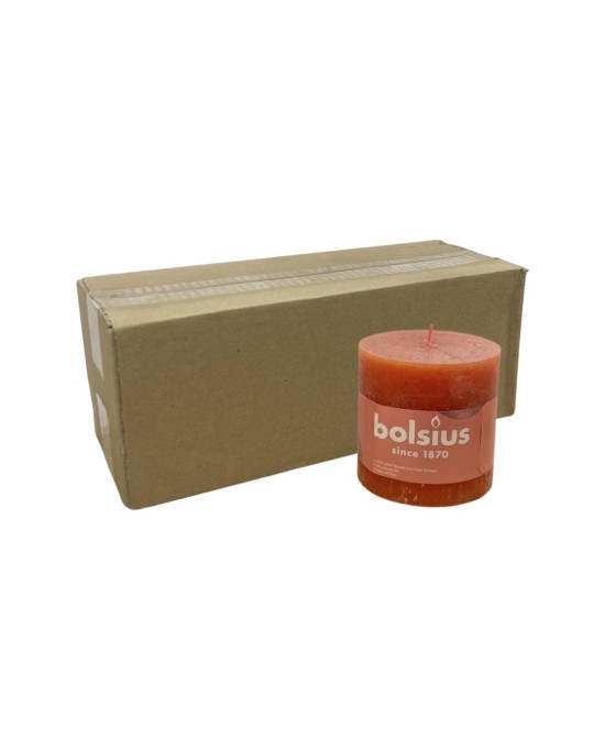 Κερί Κορμός Ρουστίκ Bolsius 100/100mm-Πορτοκαλί(Κιβώτιο-3τμχ)