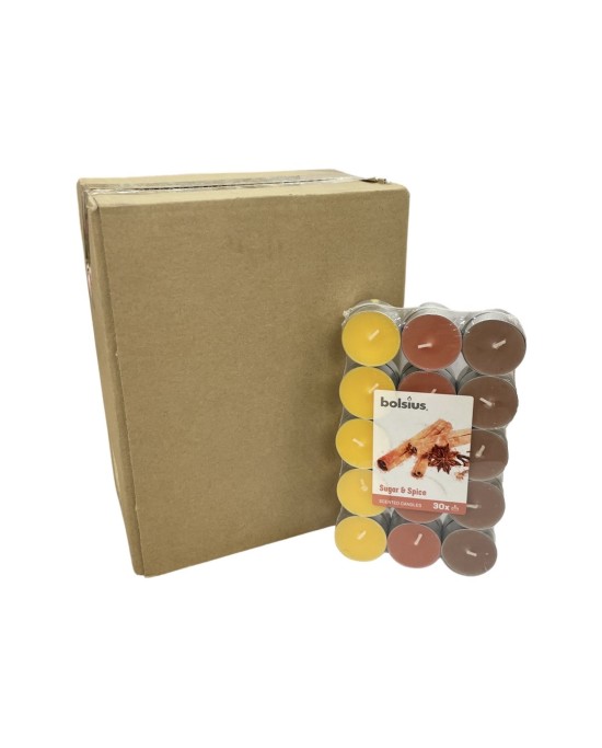 Αρωματικό Ρεσώ 4ωρών Bolsius Τρίχρωμο 30άδα -Sugar & Spice(Κιβώτιο-8τμχ)