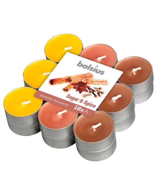 Αρωματικό Ρεσώ 4ωρών Bolsius Τρίχρωμο 18άδα -Sugar & Spice(Κιβώτιο-8τμχ)